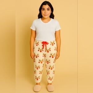 ❗$ Bundled❗ KENSIE White Reindeer Print Fleece Jogger Style Pajama Pants